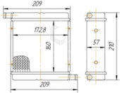 1216.8101060 Радиатор отопителя МТЗ 3-х рядный, патрубки в разные стороны (медно-латунный)