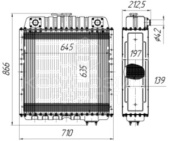 156-1301010 Радиатор охлаждения ХТЗ 6-ти рядный, медно-латунный, РФ